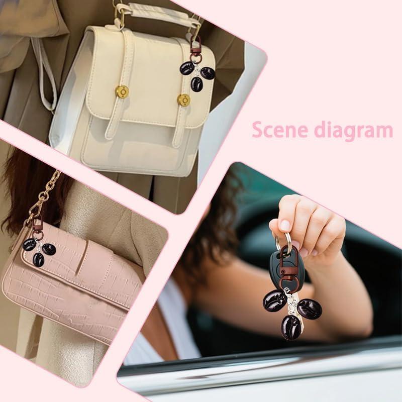 Coffee Bean Keychain Charm for Bag Purse Novelty Coffee Lovers Gifts for Barista Keychains Car Keys Backpack Earphone Case Accessories Ornaments Decors Espresso Caffeine Enthusiasts Gift - Image 6