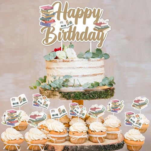 Image of Storybook Theme Birthday Decorations, Book Happy Birthday Banner Cake Cupcake Topper Storybook Sign Latex Balloons, Library Reading Book Club Bday Back to School Party Decor Supplies