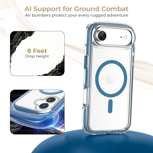 Image of Airbag Phone Cover Compatible with iPhone 17 Air | 5 Layer Protective Structure | Anti-Scratch & Anti Aging Back Cover | Heat Protection During Charging | Compatible MagSafe | Blue