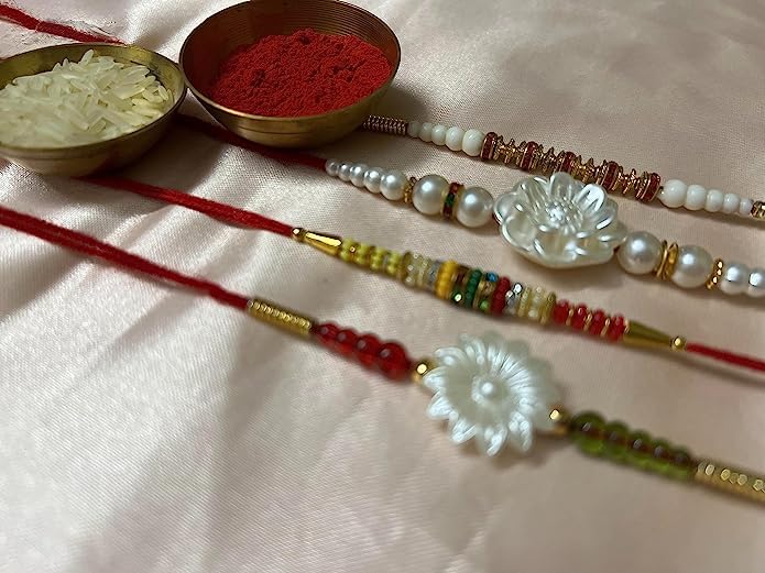 Rakhee For Brothers Traditional Handmade Desiger Rakhi Pack of 8 Combo Multicolour Rakshabandhan Religious Brothers Gift Sisters Raakhi Indian Tradition (Assorted Design)3