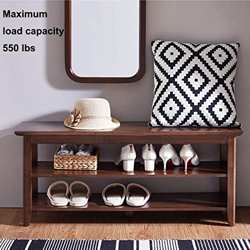 Image of XKZG Storage Bench Wooden Shoe Rack Bench Rustic Solid Wood Entryway Bench (Brown,39.4 inch)