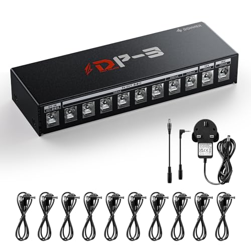DONNER DP-3 Guitar Effects Pedal Power Supply with 10 Isolated DC Outputs for 9V/12V/18V (100mA/300mA/500mA) Effect Pedals