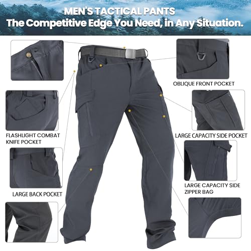 Men's Tactical Hiking Pants - Water-Resistant Cargo Work Pants, Military-Grade Construction & Outdoor Pants for Men3