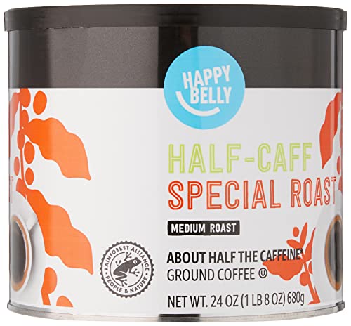 Amazon Brand - Happy Belly Half Caffeine Canister Ground Coffee, Medium Roast, 24 Ounce #TOP2