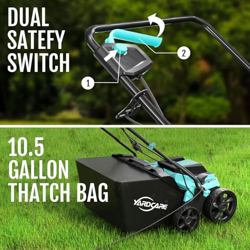 2-in-1 Scarifier and Dethatcher – Deep Soil Revitalization with High-Torque Motor, Adjustable Depth Control, Dual Safety Switch & Removable 10.5-Gallon Thatch Bag - Image 6
