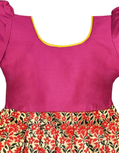 Image of AMIRTHA FASHION New south Indian traditional pattu pavadai Tapeta Silk Frock For Baby Girls
