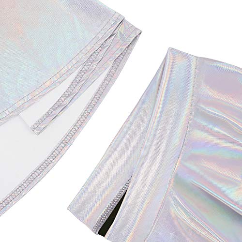 Image of HDE Girl's Metallic Skater Skort Dance Athletic Shiny Holographic Scooter Skirt