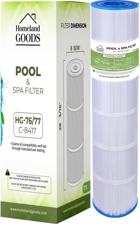 Homeland Goods PLF175A Pool Filter Replaces Hayward C1750, CX1750RE, PA175, Unicel C-8417, Filbur FC-1294, Sta-Rite PXC 175, Waterway PCCF-175, 25230-0175S, 817-0175P, 175 sqft (1 Pack)