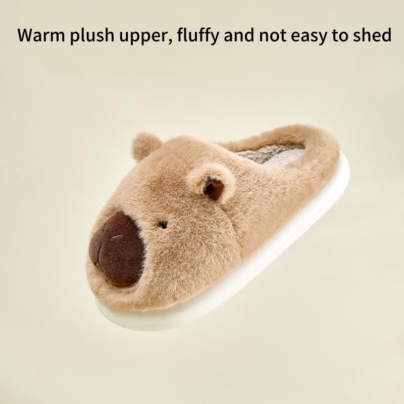 Capybara Slippers for Women Men, Home Couple Plush Warm Slippers, Cute Warm Thick Capybara Slippers for Winter3