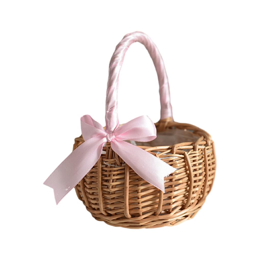 Basket Storage Box Kitchen Woven Wicker Rattan Flower HandwovenHamper Gathering Picnic for Wedding Ceremony