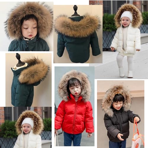 Real Raccoon Fur Collar Children Baby Scarves Winter Coat Trims Boys Girls Kid Neck Warmer Natural Fur Scarf 50cm 60cm Unisex3