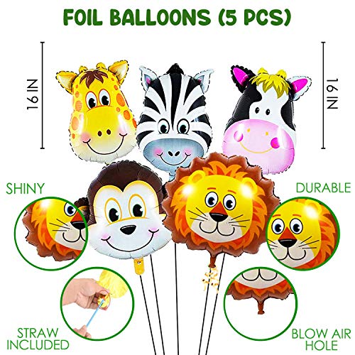 Image of Party Propz Jungle Theme Birthday Decoration Kit- 78 Pcs, Animal Theme Bday Decorations | Animal foil Balloons | Jungle Safari Theme birthday Decorations for Kids, Jungle Theme Balloons