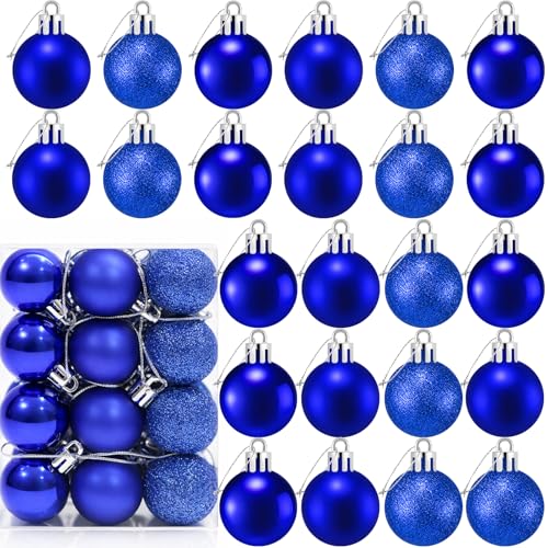24 Count Small Blue Christmas Ornaments for Mini...