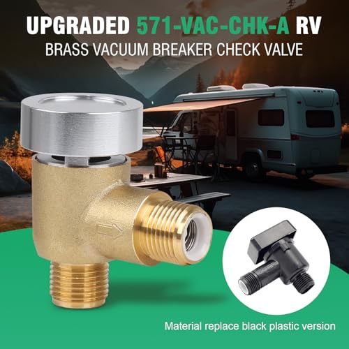 Image of Upgraded Brass RV Vacuum Breaker Check Valve, Replace Leaking Vacuum Breaker on Black Tank Flush Valve for RV Camper Trailer Flusher, b&b Model 571 Check Valve Replace Leaking Vacuum Breaker