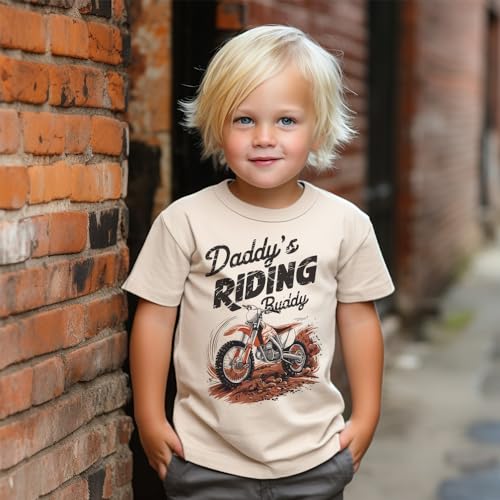 Daddy's Riding Buddy Toddler Shirt - Vintage Dirt Bike Shirts For Enduro Motorcycle Racing Boys And Girls Kids Natural Toddler & Youth Clothing3