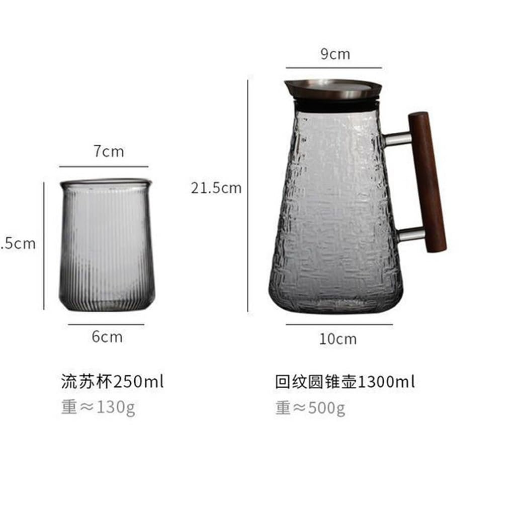 Hervidor de vidrio de gran capacidad para el hogar y la Oficina, hervidor de termoestabilidad espesado de estilo japonés con 4 vasos de vidrio vision