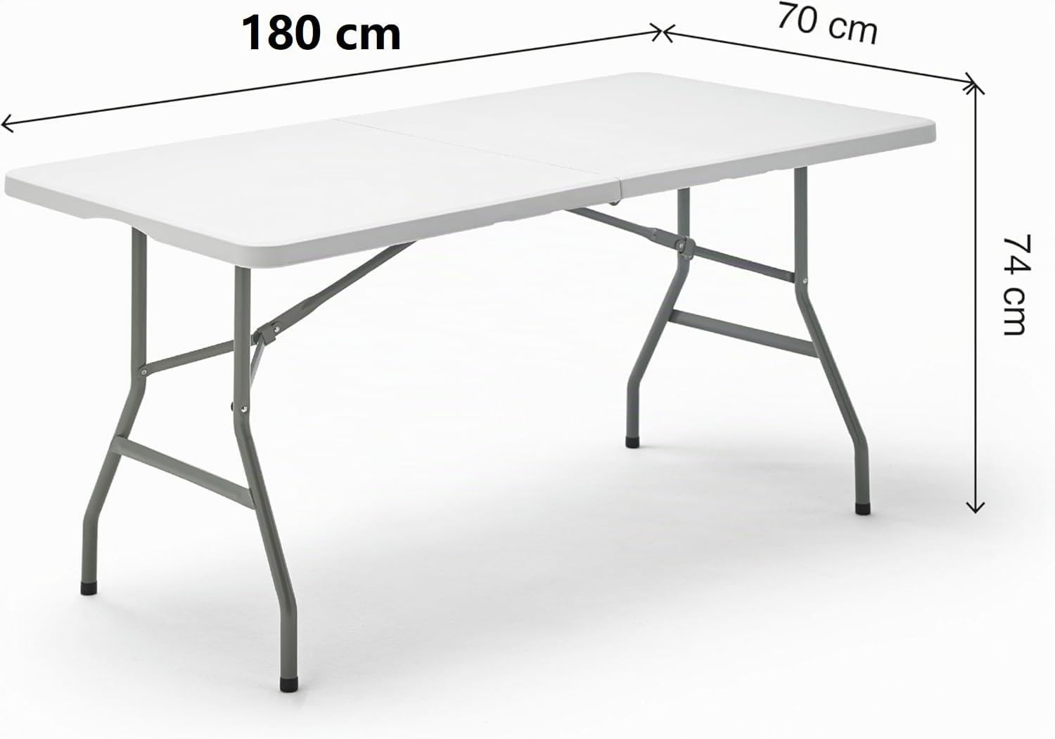 Set di 2 tavolo pieghevoli campeggio per esterni, tavolo da pranzo pieghevole rettangolare, per 6/8 persone, 180 cm,bianco