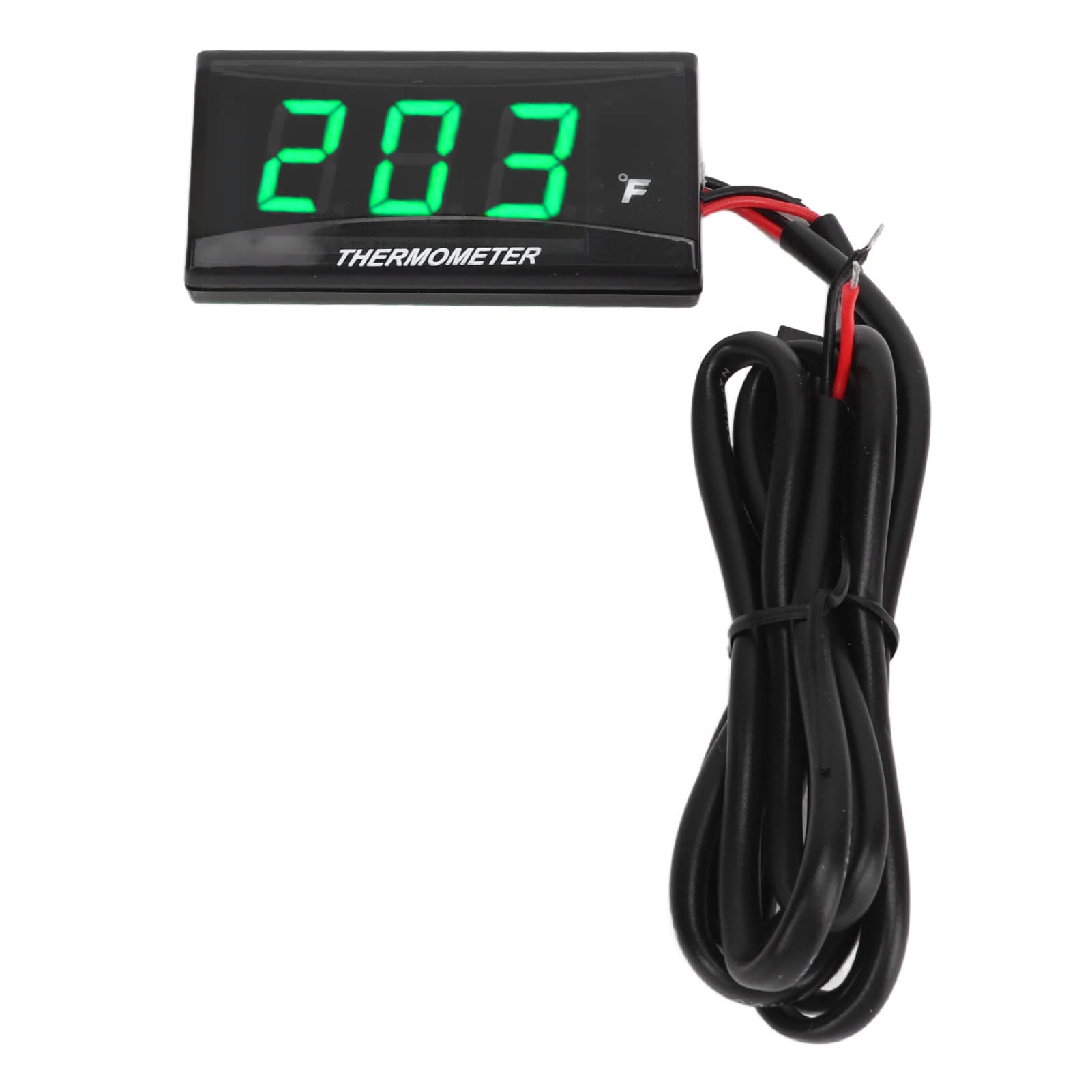Termómetro digital para motocicleta, DC 12 V, medidor de temperatura del agua ultrafino con adaptador de sensor de 18 mm y pantalla LCD, higrómetro digital, medidor de temperatura de humedad (verde)