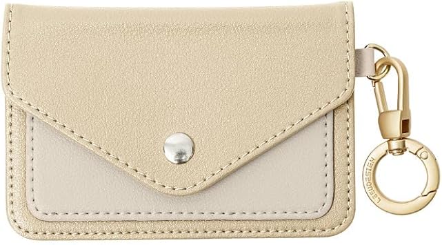 Cute Everyday Card Holder for Women & Girls with Belt Loop,Slim Wallet with Metal Clasp for Transit Cards,ID,Gym Access,Organizer Gifts for GirlsGold