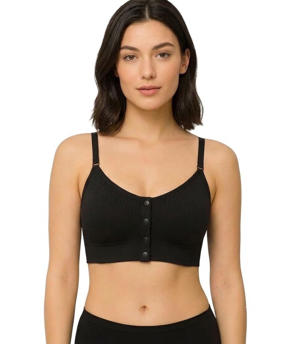 women's nursing bra and sports bra (IN, Alpha, L, B, 32, Regular, black)-image-35