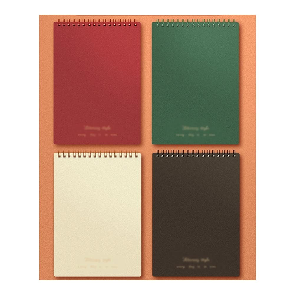 Cahier Notebook, journal de bobine à 4 pack, couverture souple en papier épais de qualité supérieure, 80 feuilles adaptées à l'enregistrement quotidiennement, inspiration et plans bureau de l'école