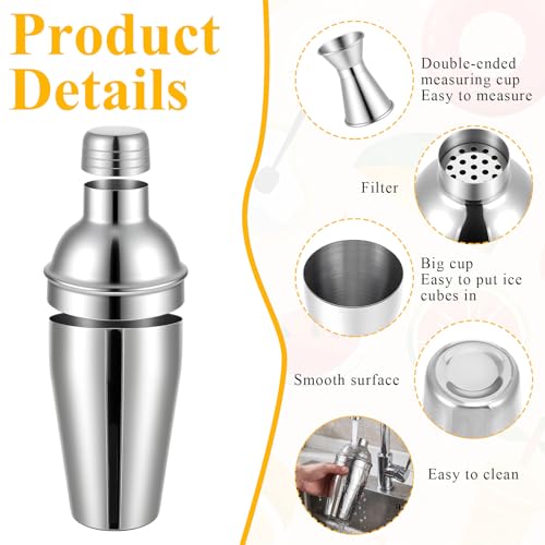 AOZUO 4 Pack Cocktail Shaker Set Bartender Kit, Martini Shaker Tin Stainless Steel Martini Drink Mixer with Built-In Strainer and Double Measuring Jigger for Bar Party Wine Mixing Tool(18 oz/ 550 ml) by AOZUO - Image 3