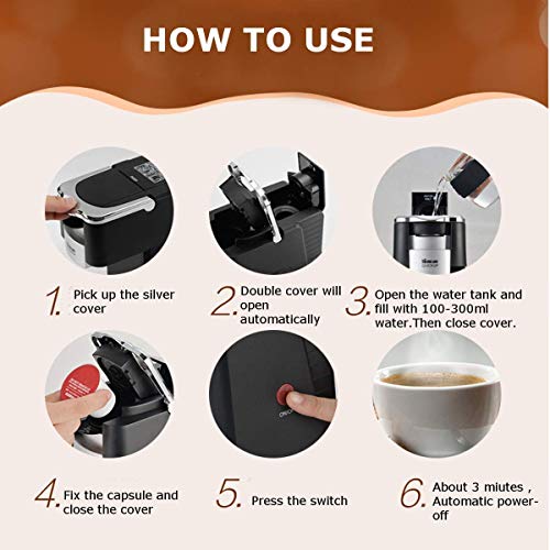 AYDQC Máquina de café, Cápsula eléctrica Presión Espresso Máquina de café Cafetera Cafetera Cafetera Hogar Maquilla de… - Imagen 5