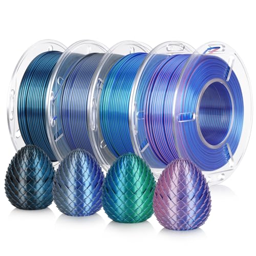 Image of LANDU Silk PLA 3D Printer Filament Bundle, Shiny Dual Color Filament 1.75mm Pack, Multi Color Change 3D Printing Filament for Most FFF 3D Printer,Dimensional Accuracy + /-0.02mm,200g x 4 Spools
