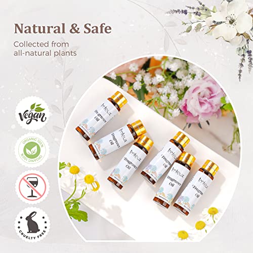 Imieux Fragrance Oils For Diffuser, Diy Candle & Soap, 6 Pack 10Ml Laundry Scented Fragrance Oils Of Floral Delight, Lavender & Tea Tree, Blooming In Spring, Sunny Days, Rose Prick, Tangerine & Lime #TOP4