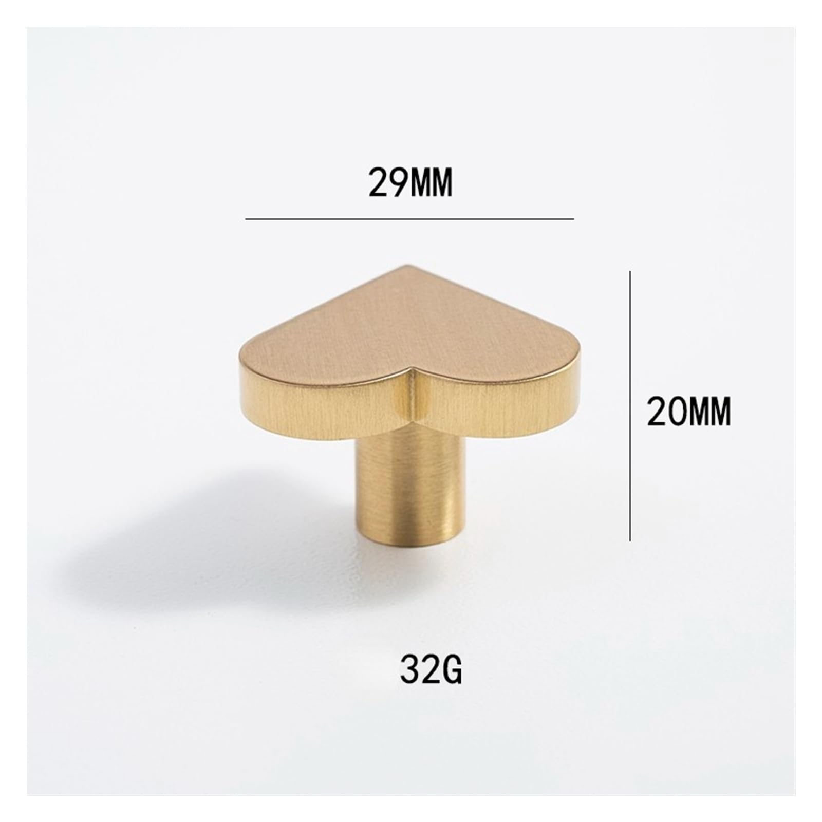 UAMOU Uchwyty meblowe z litego mosiądzu Gałka szuflady w kształcie miłości Złote gałki komody Uchwyty do szafek i szuflad Gałka szafki kuchennej Cheerfully