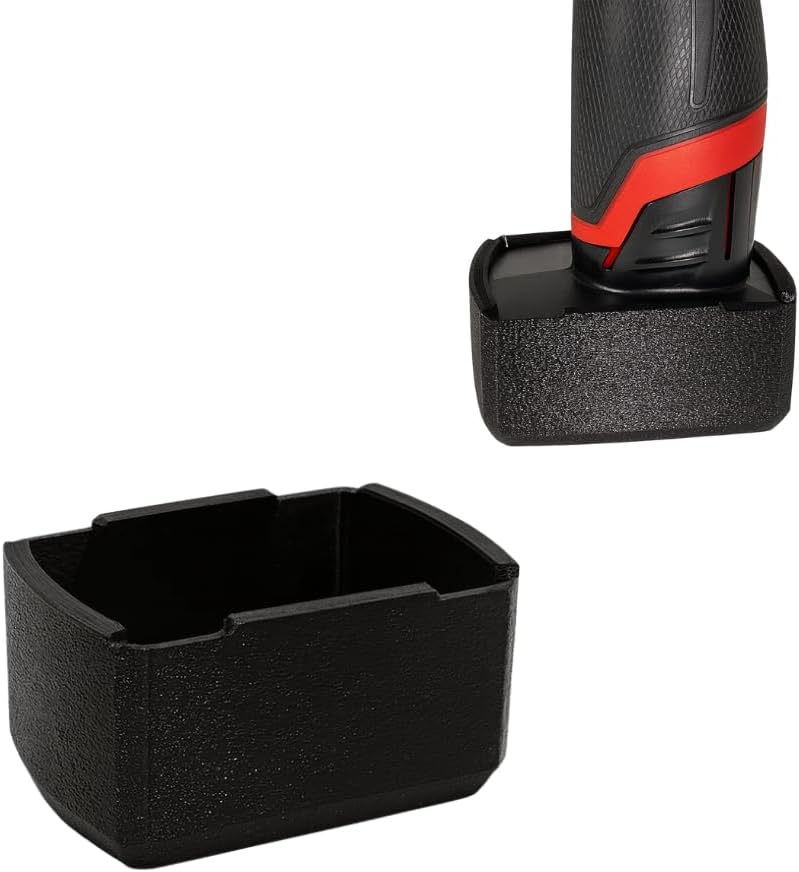 SoftJaw Magnetic Battery Holder Compatible with Milwaukee M12 Fuel Drill Batteries | 50+ lb Magnet Pull Force | Heavy Duty Rubber Protective Mount | Made in USA (Med Black, 2-Pack)