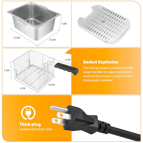 Deep Fryer Commercial Deep Fryers With Basket13Lx2 13.7Qt x 2 Thicken With Precise Temperature Control Timer Double Deep Fryer With 2 Baskets1800Wattsx2 120V Countertop Fryer Restaurant