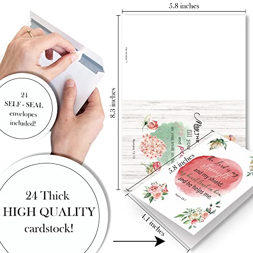 Hat Acrobat 24 Christian Greeting Cards With Envelopes - 8 Designs With 3 Scripture Cards Each (Floral) #TOP2