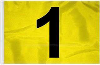 AGAS Numbered Golf Flags - 14 x 20 inch Numbered Flags for Golf Course No 1 - Yellow Putting Green Flags with Black Numbers - Golf Flag 1 - Outdoor Nylon 18 Hole Golf Flags Yellow & Black Putting Green Golf Flag Tube #1