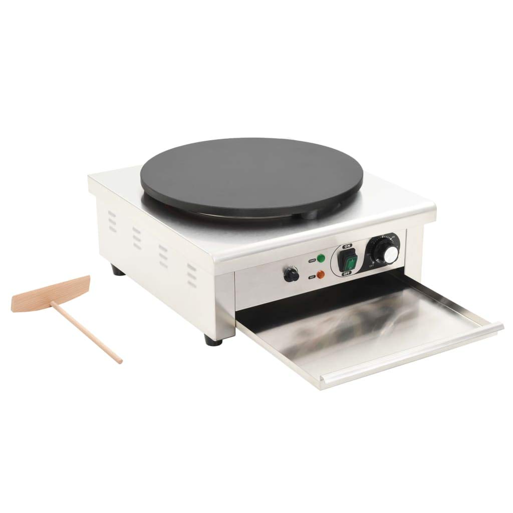 Piastra Elettrica per Crepes Professionale con Vassoio Estraibile 40 cm 3000 W,Crepiera Elettrica Professionale 3000 W 40 cm