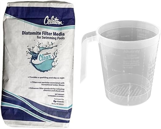 DPM EP Minerals Celatom Diatomaceous Earth Swimming Pool Filter Powder 25 lbs (Diatomaceous Earth + Filter Scoop)