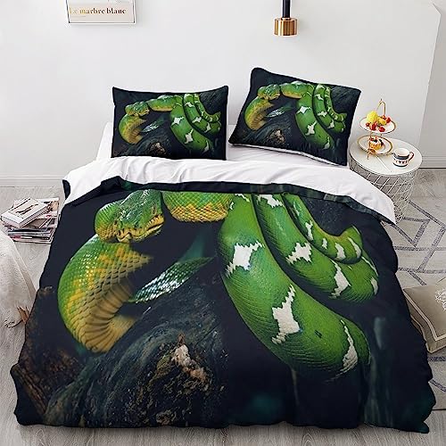 Ensemble taie d'oreiller housses de couette serpent 3D lit microfibre