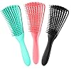 3 Pack Detangler Brush for Natural Hair, Afro America/African Hair Textured 3a to 4c Kinky Wavy/Curly/Coily/Wet/Dry/Oil/Thick/Long Hair, Exfoliating Your Scalp for Beautiful