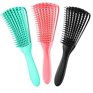 3 Pack Detangler Brush for Natural Hair, Afro America/African Hair Textured 3a to 4c Kinky Wavy/Curly/Coily/Wet/Dry/Oil/Thick/Long Hair, Exfoliating Your Scalp for Beautiful