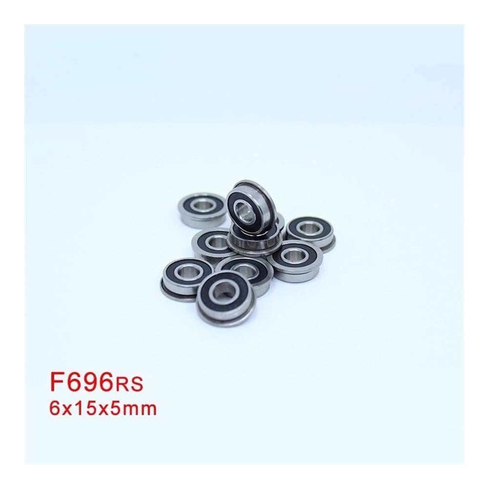 SUOFEILAIMU F696-2RS F696RS Bearing 6x15x5mm Deep Groove Ball Bearing ABEC-1 Miniature Flanged Ball Bearings RF-1560DD (10 PCS)