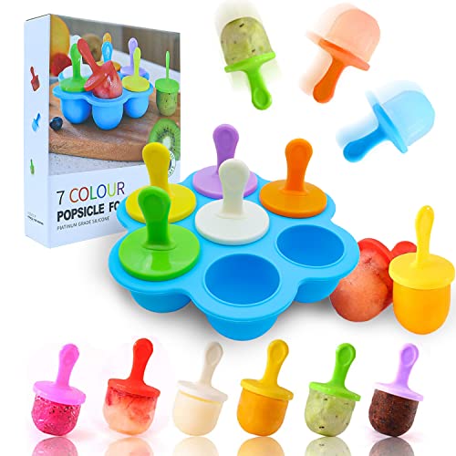 Image of LXSLFY 1pcs 7-Cavity Popsicle Mold Fresh Fruit Frozen Quick-Frozen Tray, Mini Silicone Popsicle Mold, Lollipop And Ice Cream Mold