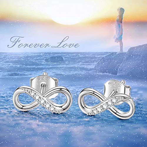 Women Earrings Studs 925 Sterling Silver Stud Earrings for Women Infinity Love Round Cut CZ Jewelry Women4
