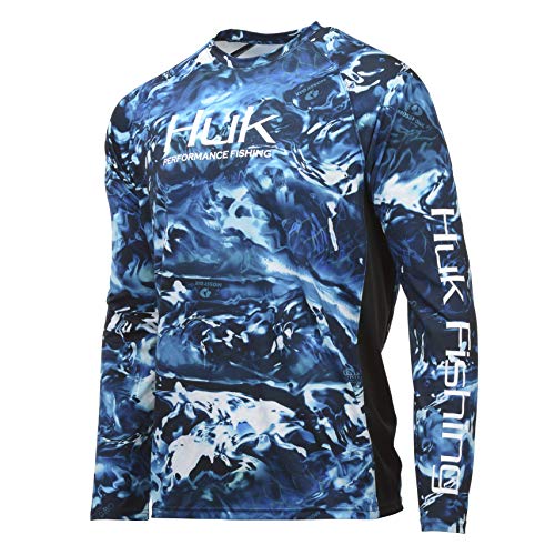 Huk Men's Pursuit Camo Vented Long Sleeve Shirt | Long Sleeve Performance Fishing Shirt With +30 UPF Sun Protection, Hydro Sailfish, 2X-Large