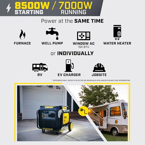 Champion Power Equipment 8500-Watt Electric Start Home Backup Portable Inverter Generator with Quiet Technology and CO Shield