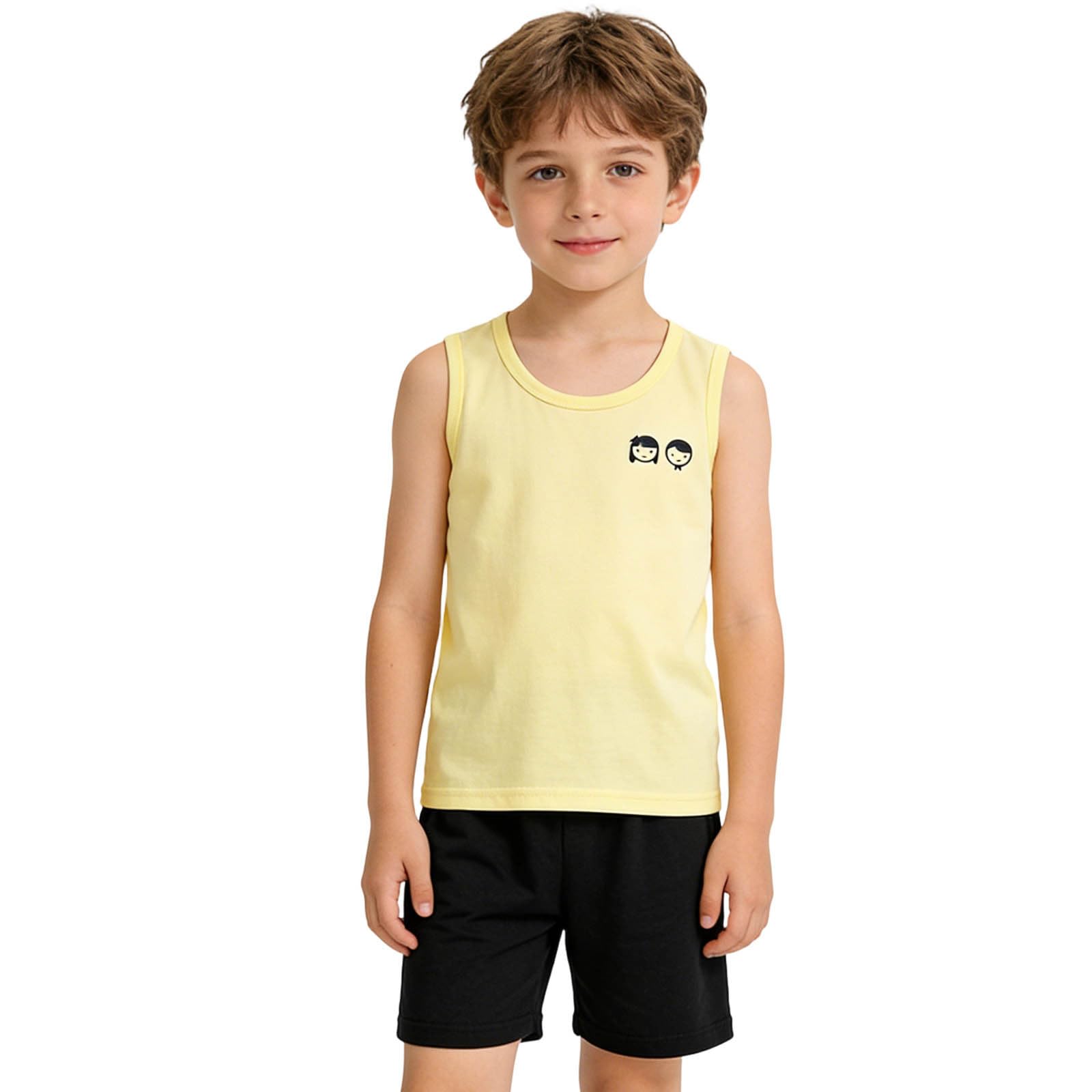 Generisch Débardeur côtelé pour garçon, t-shirt d'été sans manches, t-shirt musculaire uni pour tout-petits et petits garçons