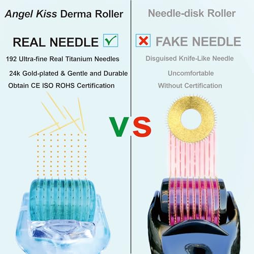 Angel Kiss Derma Roller Titanium Real Needles Microneedling Roller (Advanced-5) - 192 Micro Needling 0.30mm Dermal Kit for Face, Scalp, Body, At-Home Microdermabrasion Roller for Women & Men - Image 3