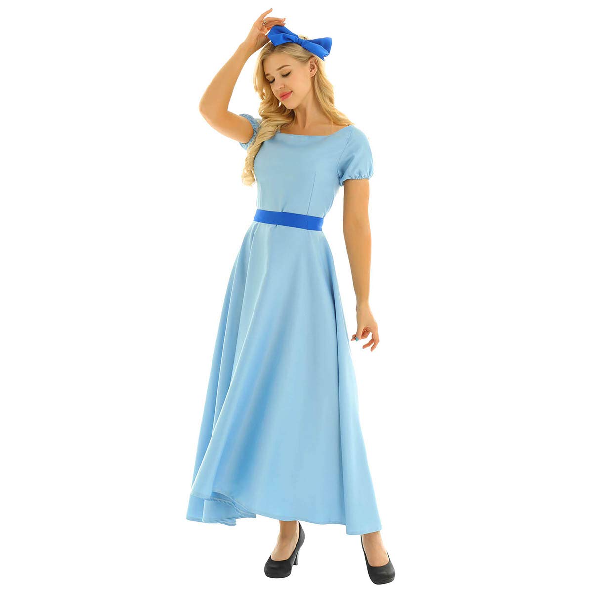 Mujer Disfraz de Princesa Wendy Vestido Princesa/Diadema Disfraces Fiesta Aventuras País de Nunca Jamás Vestido Azul Largo