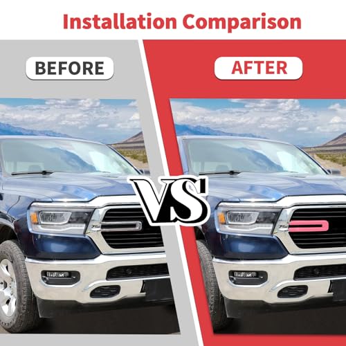 Image of Jimen Compatible with Dodge Ram 2018-2025, 2PCS Front Grille Cover Exterior Trim Accessories (Pink)