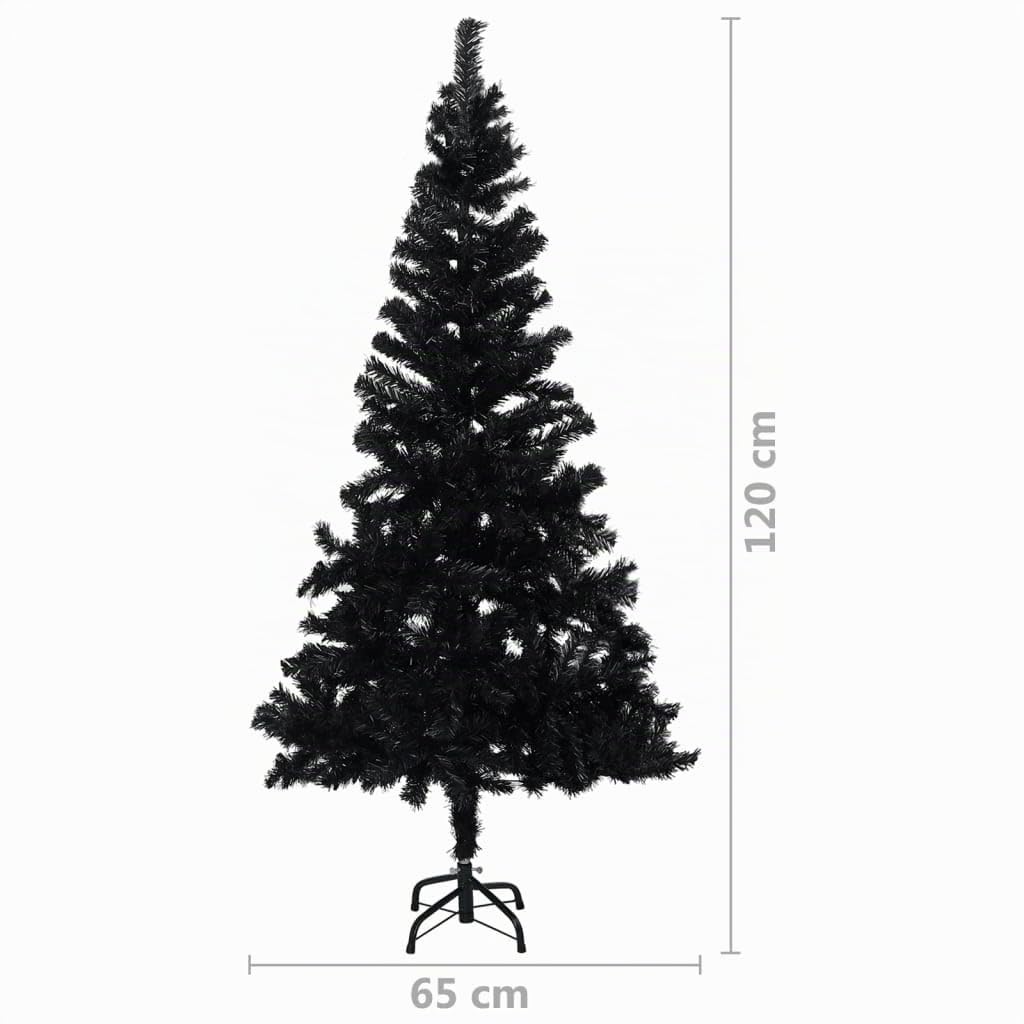 vidaXL Albero di Natale Artificiale con Supporto Nero 120 cm PVC