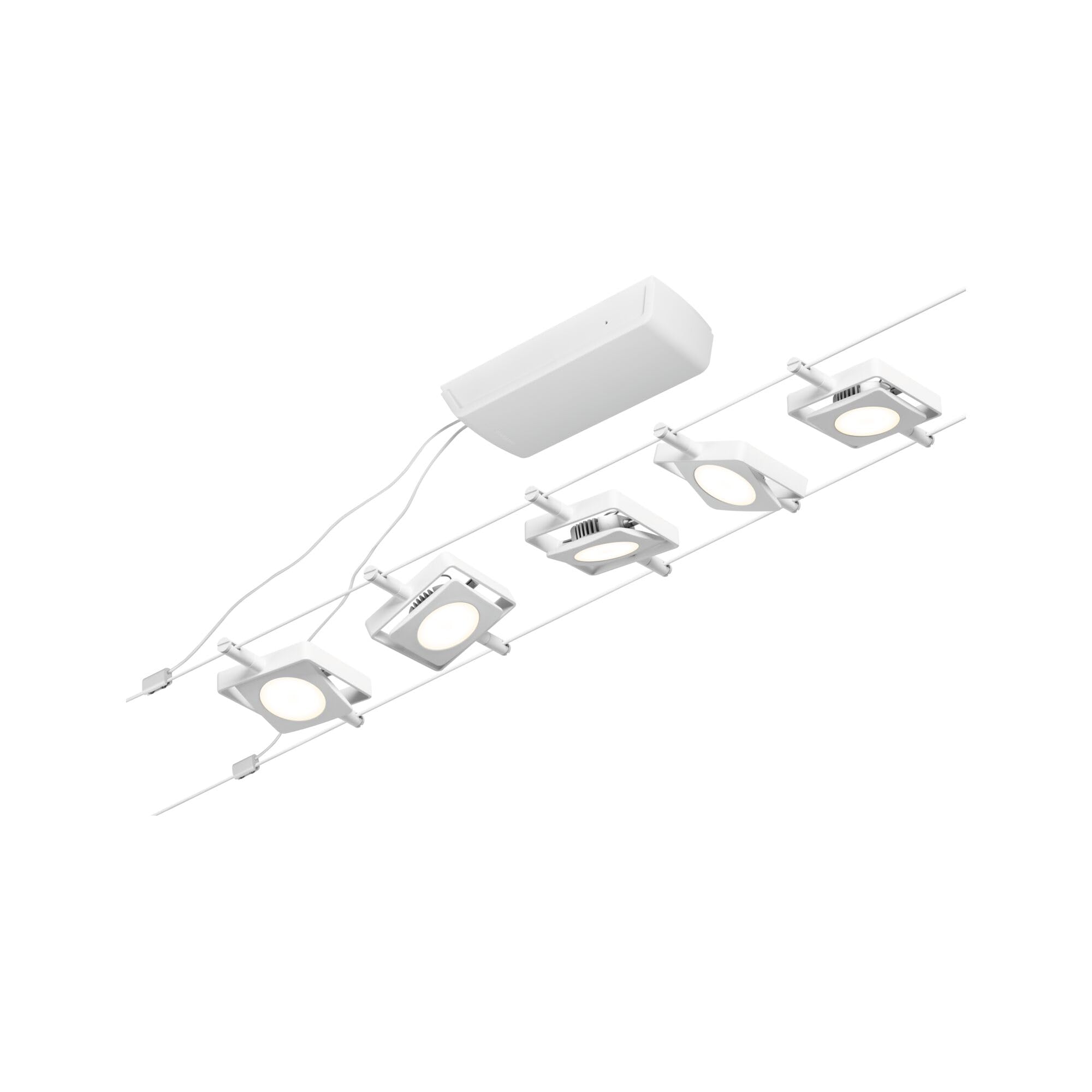 Paulmann 94422 Sistema de cables LED CorDuo set MacLED DC incl. 5x4,5 W ampliable blanco, cromo, cable metal 3000 K